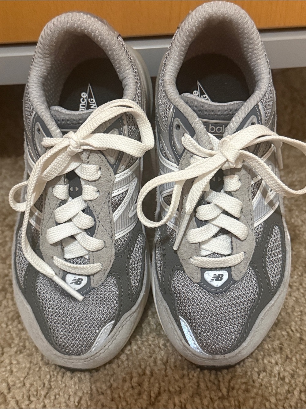 New Balance Gray and White Lace-Up Sneakers.  Little Kids size 11